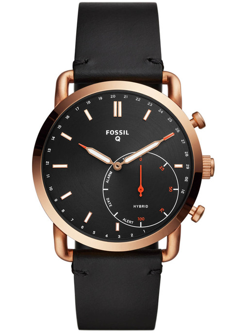Fossil FTW1176 Hybrid Smartwatch Q Commuter Black Rose Gold | Watches.com