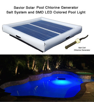 Savior Salt System Pool Chlorine Generator and SMD LED RGB Light 60-watt Solar Powered 25000 Gallon Savior Salt System Pool Chlorine Generator and SMD LED RGB Light 60-watt Solar Powered 25000 Gallon