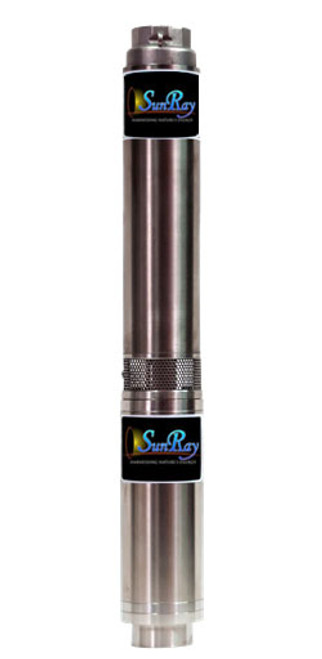 SunRay Solar Submersible Pump- SOLFLO Pump Motor Showing Data - GPM - Head - Volts - numbers with ie =-SCS 30-240-240 BL