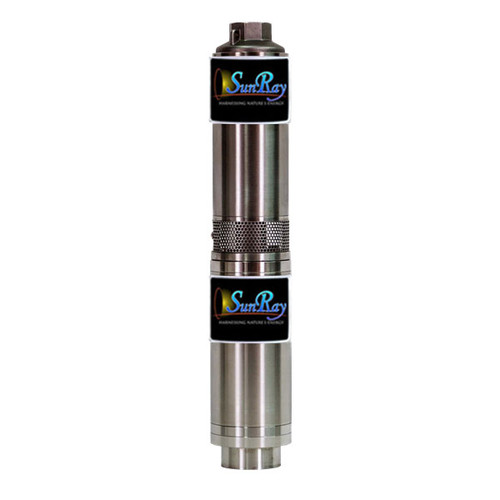 SunRay Solar Submersible Pump- SOLFLO Pump Motor Showing Data - GPM - Head - Volts - numbers with ie =-SCS 115-70-240 BL