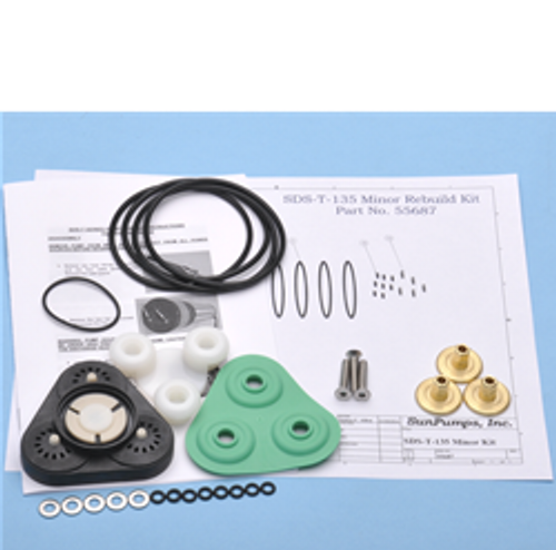 SunRay RK - Rebuild Kit- SOLFLO Pump Motor Showing Data - GPM - Head - Volts - numbers with ie =-RK-T128-DIA OP