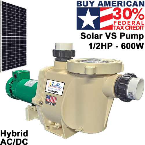0.5HP Solar Pool Pump - SunRay SolFlo05HP Solar Variable Speed Pool Pump - Made in the USA