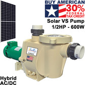 0.5HP Solar Pool Pump - SunRay Solar Variable Speed Pool Pump Complete Kit - Made in the USA