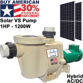 1HP Hybrid Solar Powered Variable Speed SunRay Pool Pump - Beige Color