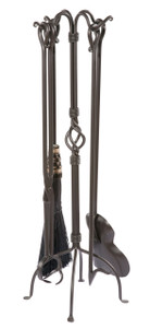 Iron Firetool Set - Basketweave - 5 Piece