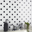 Mavis White and Black Dot Porcelain Hexagon Mosaic