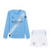 25/26  Man City Long Sleeve Home Kids Kit with free name and number