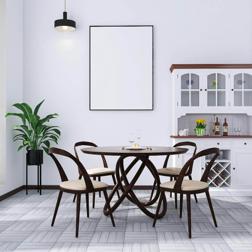 The Brown and White Circular Table