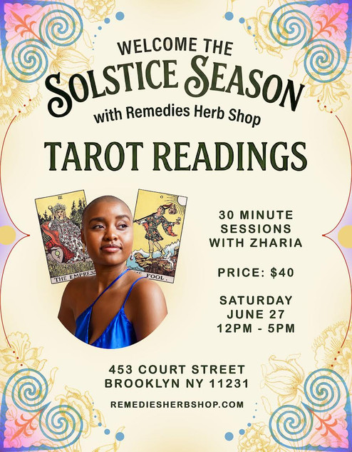 Spring Season Tarot Readings w/ Zharia - Saturday, June 27th
