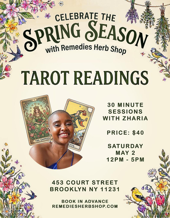Spring Season Tarot Readings w/ Zharia - Saturday, May 2nd