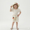 Cherry straw hat & bag set for kids -Beige