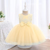 Discover enchanting yellow dresses for girls featuring a delightful floral French lace bodice, a dreamy tulle skirt, and charming bow accents at the front and back. Perfect for adding a touch of elegance to any occasion. Shop now!