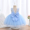 Discover enchanting blue dresses for girls featuring a delightful floral French lace bodice, a dreamy tulle skirt, and charming bow accents at the front and back. Perfect for adding a touch of elegance to any occasion. Shop now!