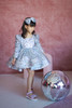 model wearing sequins dress