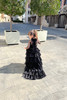 Yuna high low ruffled rhinestone studded dress