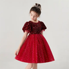 Discover the enchanting world of girls' red dresses at our website! Adorned with a dazzling sequin bodice and a mesmerizing sparkly tulle skirt, these dresses are perfect for any special occasion. Crafted with love, each dress is lined with soft cotton fabric for ultimate comfort. Delight in the charming puffy sleeves and a delightful bow to tie the waist. We also offer this magical dress in a stunning green hue. Find your little one's dream dress today