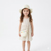 Pom-pom straw hat & bag set for kids-White