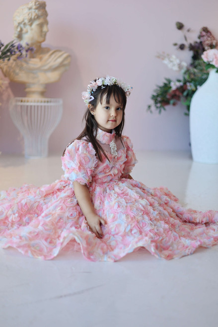 girl wearing floral dress