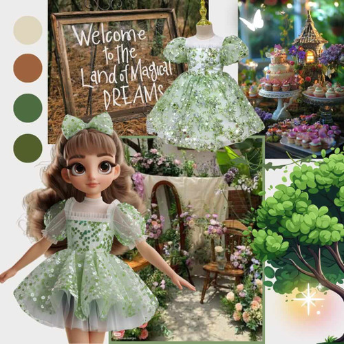 Kiki girls green sequins party dress
