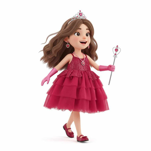 Valentina girls hot pink dress with accesories