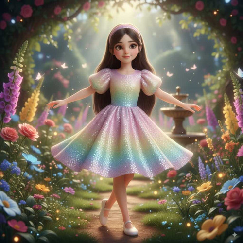 Rainbow girls sequins party dress