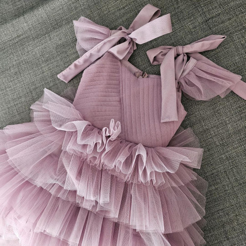 Athena ruffle high low girls party dress