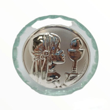 Italian Argento Communion Girl  Crystal Religious Icon Italian Argento Communion Girl  Crystal Religious Icon