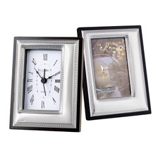 Italian Silver Table top Clock with matching frame wedding favors