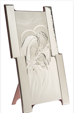 Holy Family 925 Silver Argento Tabletop Religious Plaque Holy Family 925 Silver Argento Tabletop Religious Plaque