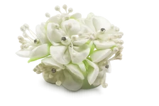 White Satin Flower Wedding Decorations Favors with Pearls – 72 pcs