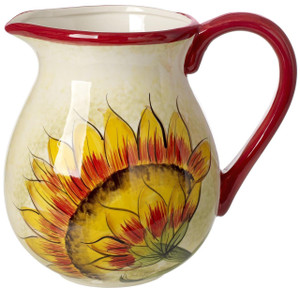 A decorative jug featuring a sunflower pattern, ideal for wedding favors that add a touch of cheer to the occasion