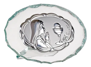 Italian Silver First Communion Girl on crystal Icon