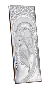 Madonna and child silver holy plaque