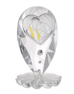 Holy Family in 925 Silver on Italian Crystal Base