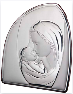 Mother and child religious Icon 925 Silver Wall Portrait