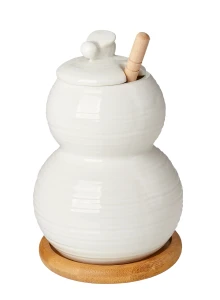 Honey Jar And Dripper White Porcelain