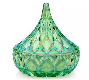 Covered Candy Dish Hershey Kiss Green