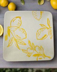 Lemon Design Square Dish Candy Dish 6" for wedding favors
