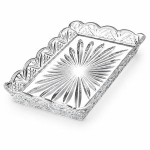 Crystal scalloped serving tray with elegant crystal design for wedding favors and bridal shower gifts
