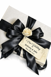 A black double bow  with Porcelain flower for wedding favor And bridal shower decoration