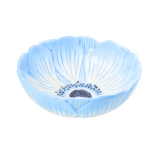 A Blue puppy flower ceramic bowl perfect for a wedding favors and bridal showers