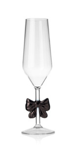 Black Bow Acrylic Champagne Wine Glass 