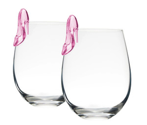 Runway Blush Stemless High Heel Wine Glasses – Set of 2