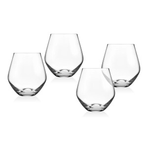 Crystal Stemless Wine Glasses Set of 4 | Elegant Favors