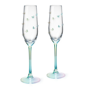 Crystal Butterfly Champagne Flute Set