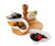 4 Section White Porcelain and Bamboo Base Serving Dish