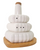 White ceramic salt and pepper shakers arranged on a bamboo base with an oil bottle, perfect for bridal shower gifts.