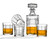 A stylish set of four glasses and a whiskey decanter, perfect for wedding favors and elegant gatherings.