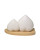 Heart-shaped salt and pepper shakers in white, elegantly displayed on a bamboo stand, ideal for wedding celebrations