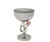 Pink footed stainless steel nut bowl with polished finish and pink bud branch design, decorative serving bowl.
